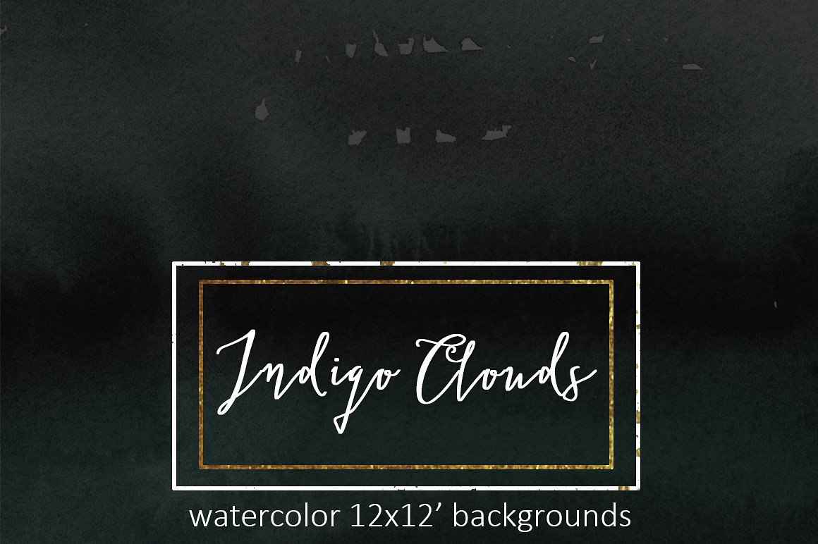 靛蓝手绘水彩背景和数码纸纹理素材 Indigo Waterc