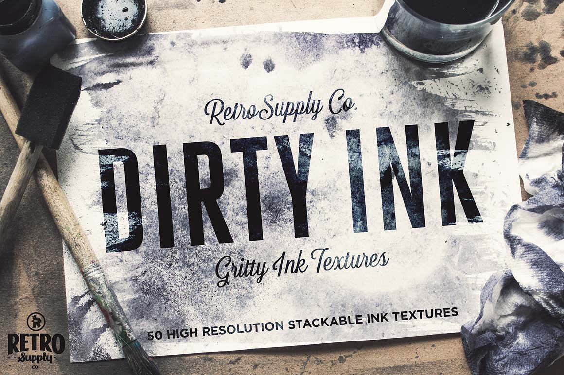 手绘墨迹设计素材Dirty Ink | Ink Wash T