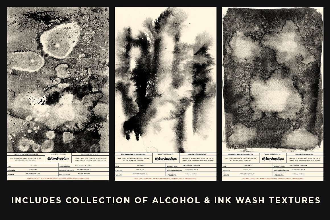 墨水纹理图案设计素材Dirty Ink | Ink Wash