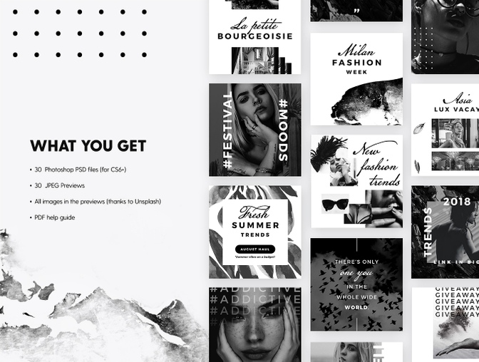 极简主义黑白灰时尚社交媒体电子商务品牌宣传广告图海报PSD模