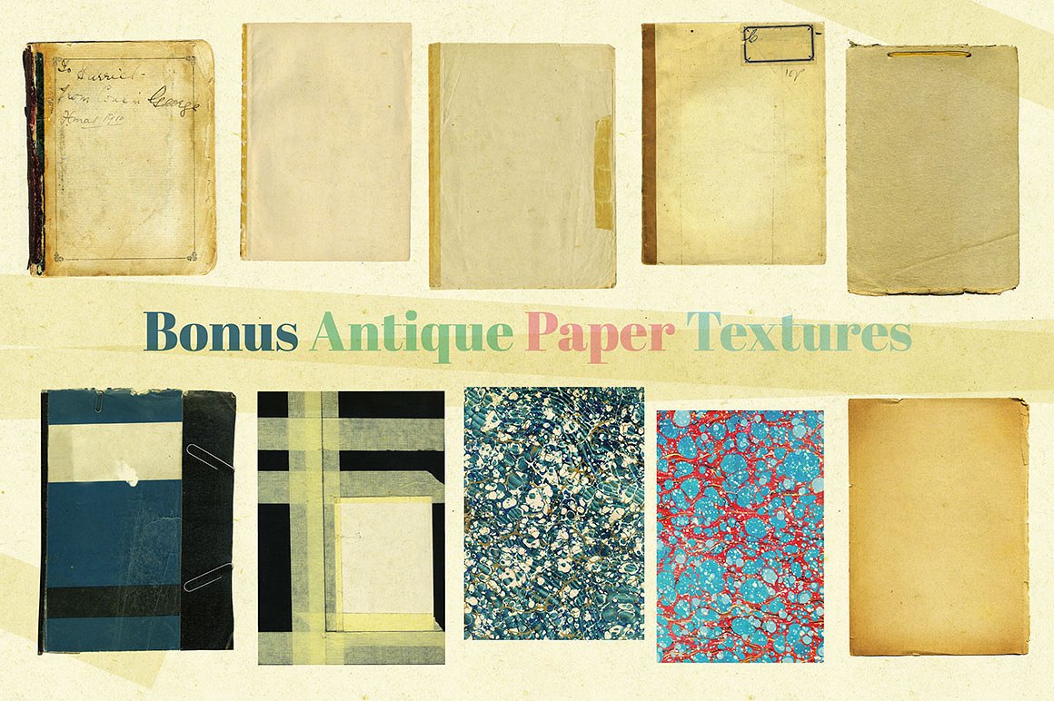 复古纸张设计背景Paper Textures and Sea