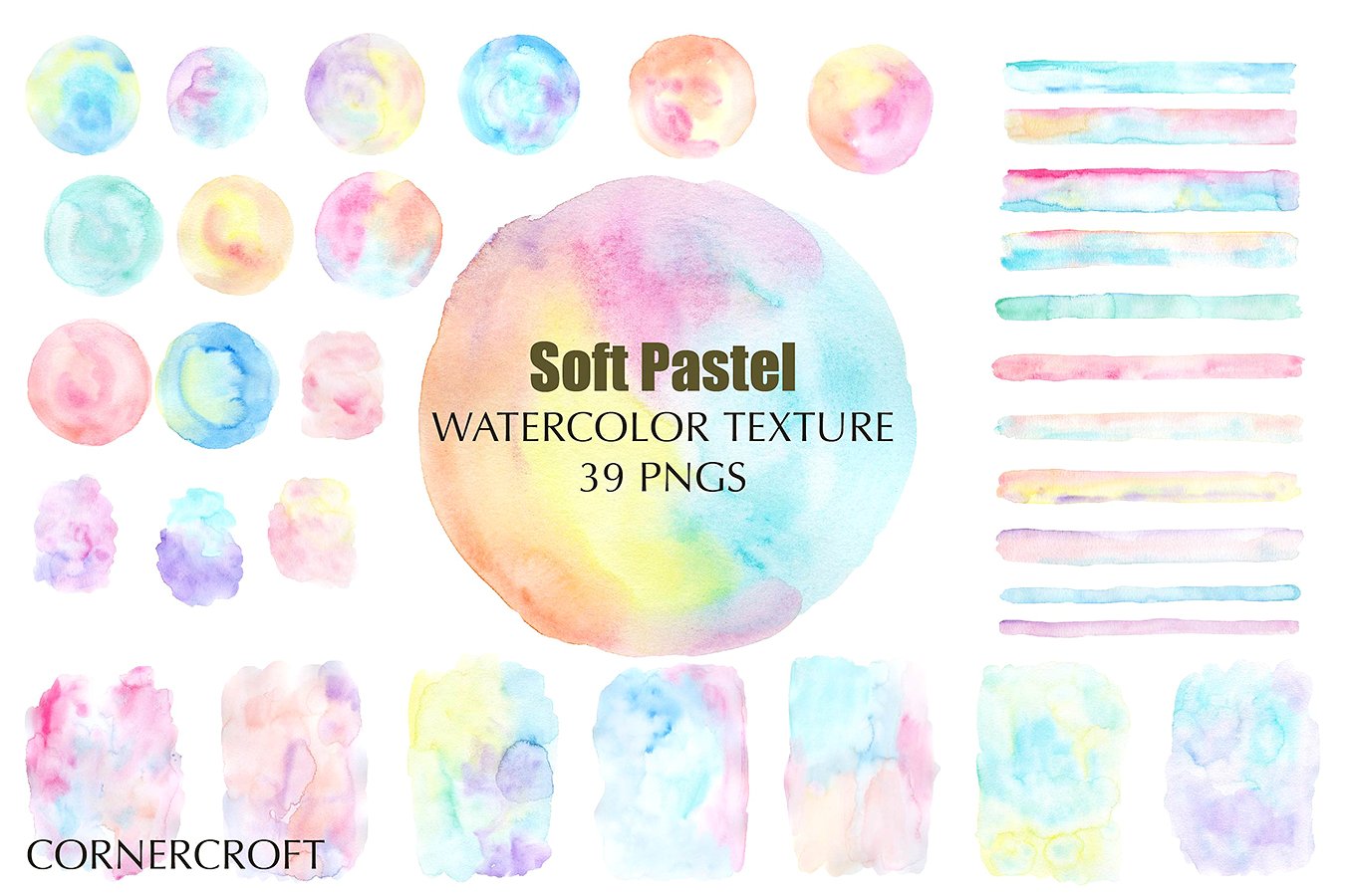 手绘水彩图案设计素材Texture Soft Pastel