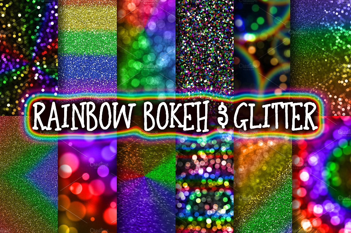 虚化亮片元素设计背景Rainbow Bokeh &