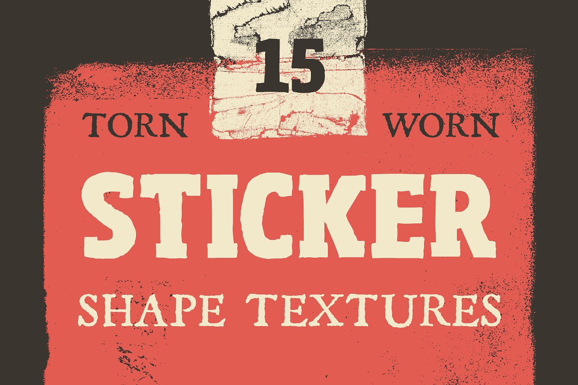 复古纹理贴纸设计素材Torn Sticker Shape T