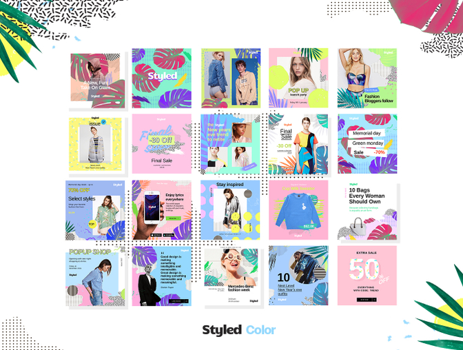 时尚博主品牌推广社交媒体电子商务广告图海报PSD模板Styl