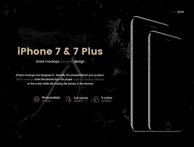 时尚黑色iPhone7和iPhone7 puls手机显示设备