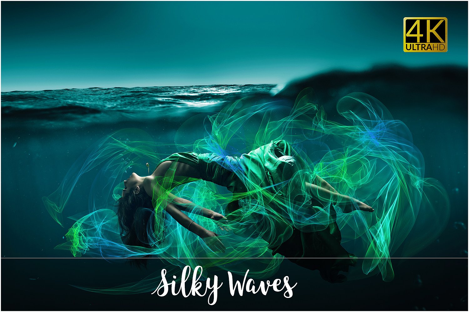 抽象艺术光效丝网设计素材4K Silky Waves Ove
