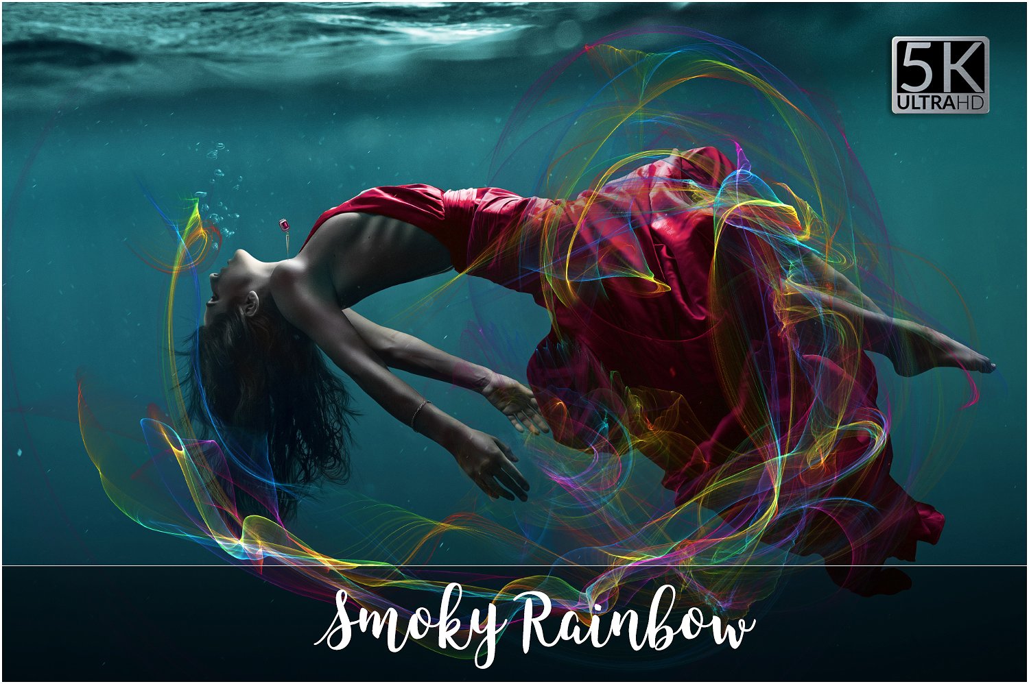 彩虹色线条纹理设计素材5K Smoky Rainbow Ov