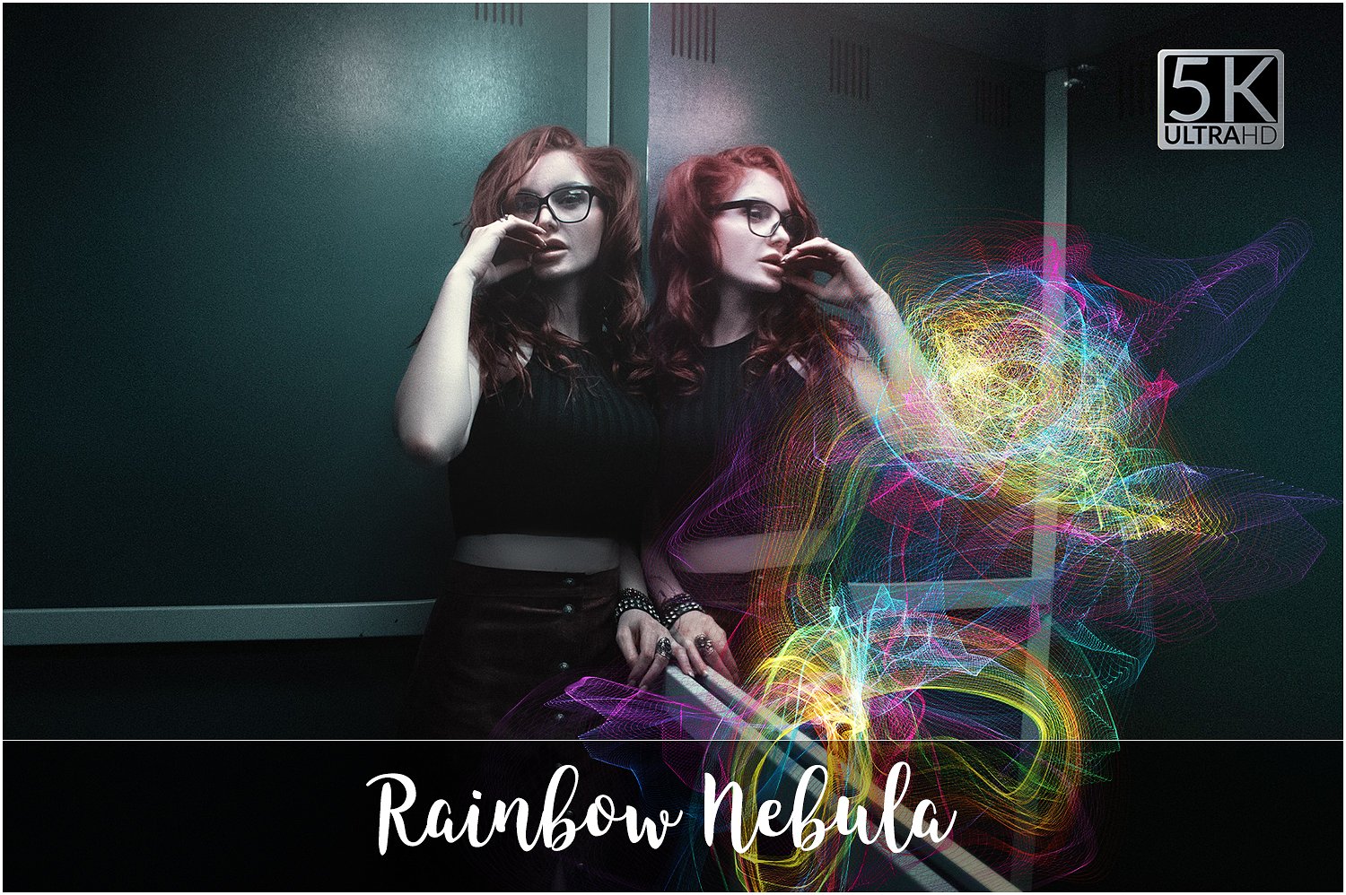 抽象艺术彩虹色丝网设计素材5K Rainbow Nebula