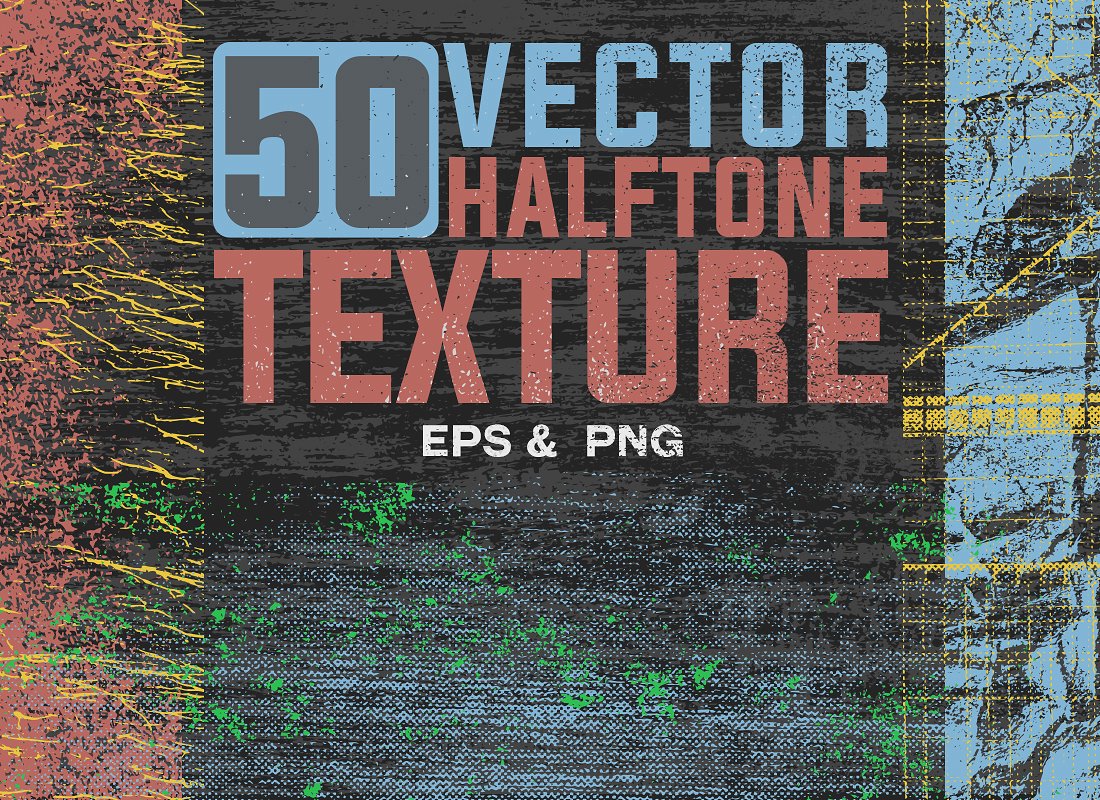 半色调纹理设计背景50 Vector Texture Pac