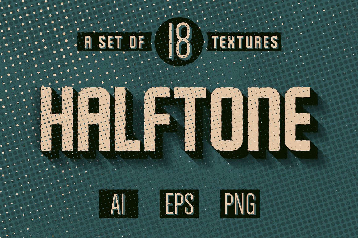 半色调纹理设计素材Set of 18 Halftone te