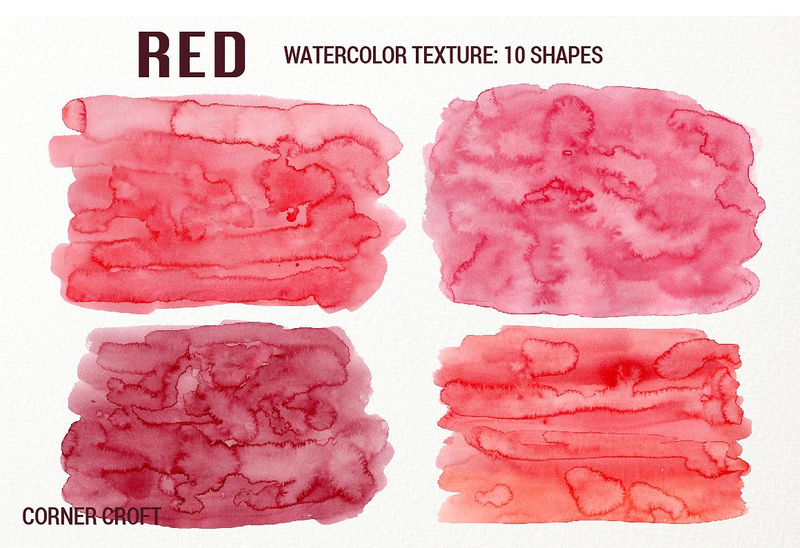 红色手绘水彩笔刷图案Watercolor Texture R