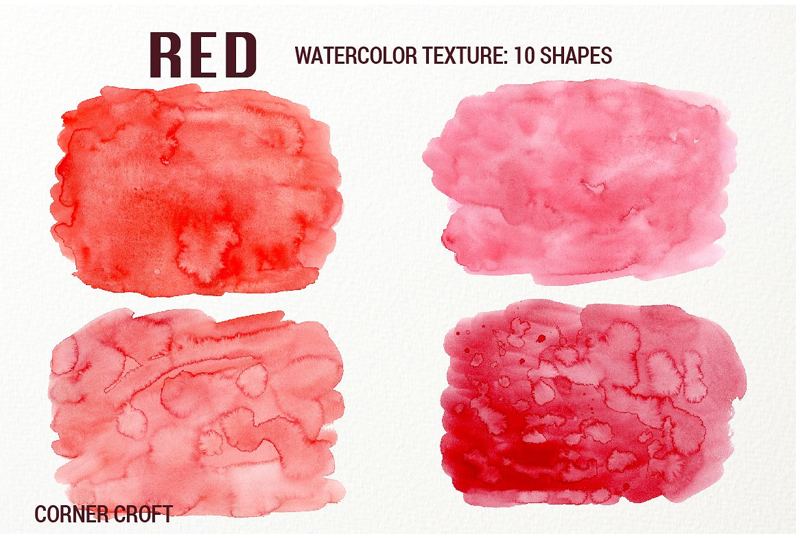 红色手绘水彩笔刷图案Watercolor Texture R