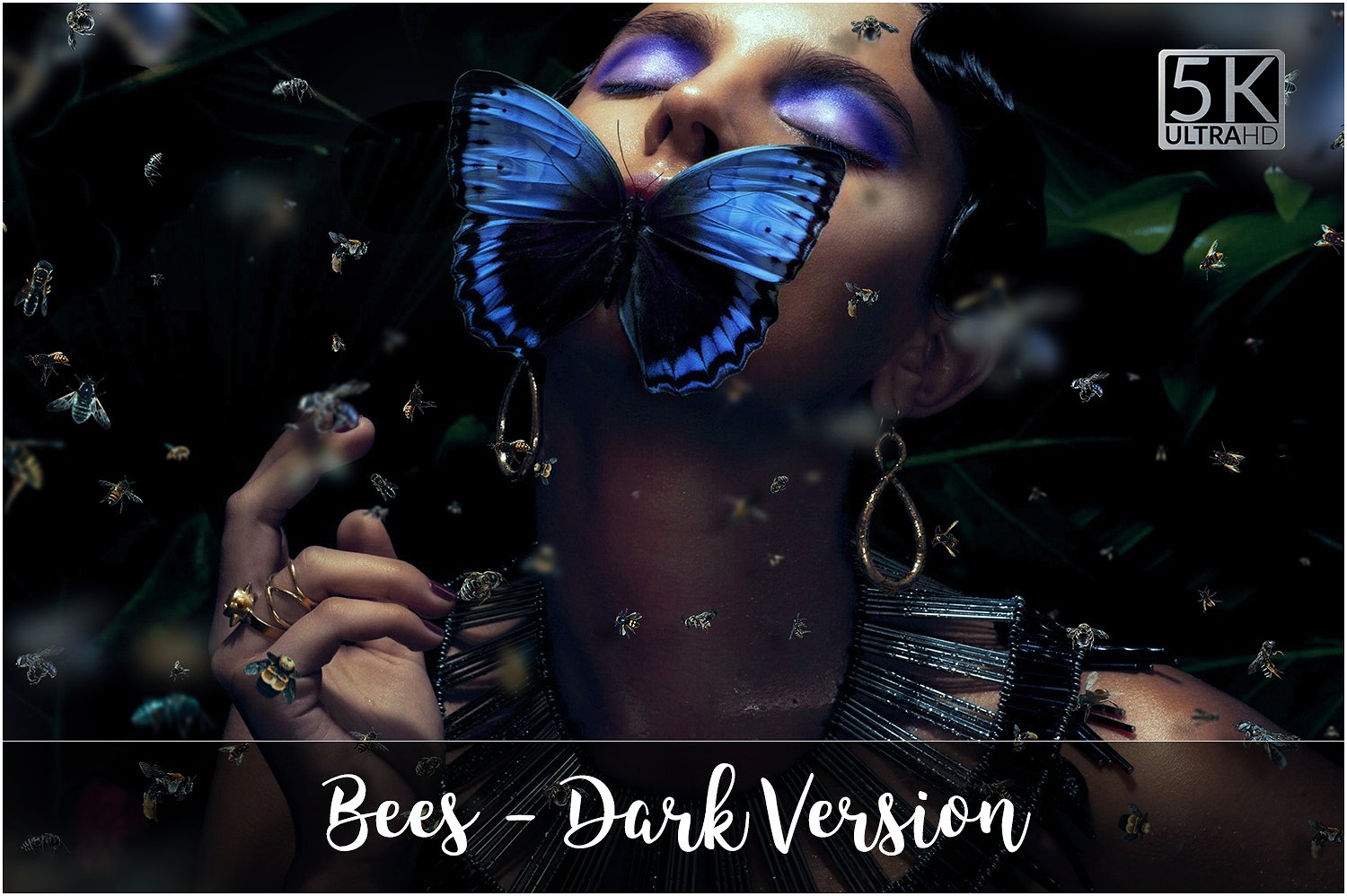 梦幻蝴蝶设计背景5K Bees Overlays - Dar