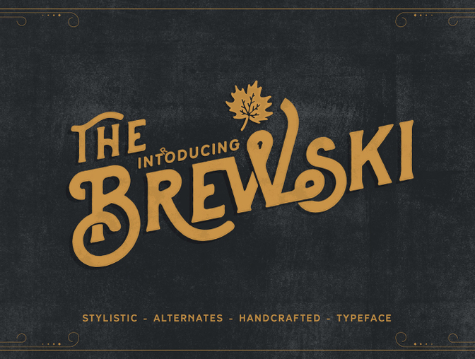 手拉复古风格啤酒印刷展示衬线英文字体Brewski Brew