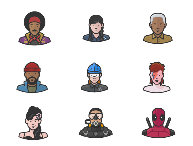 100个多样化人物头像PNG免抠矢量设计素材Diversit