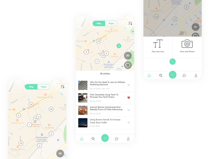 简约现代房地产地图导航移动手机应用程序iOS UI工具包Re