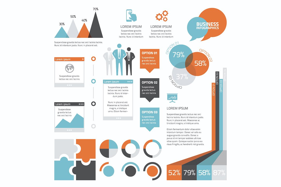 Retro flat business infographi