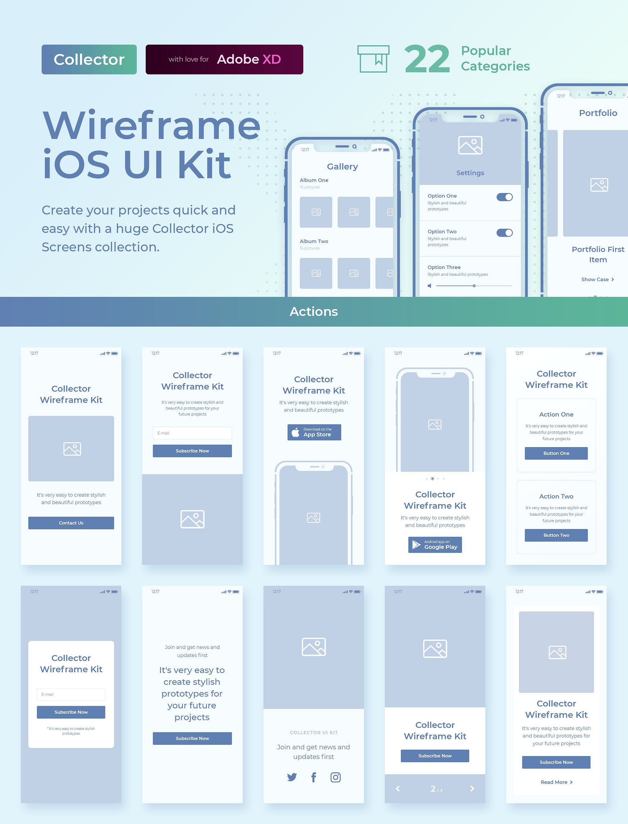 Collector iOS Wireframe UI Kit