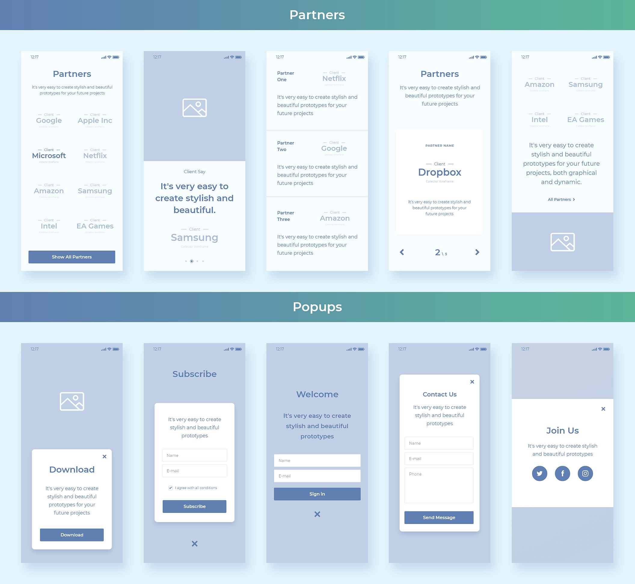 Collector iOS Wireframe UI Kit