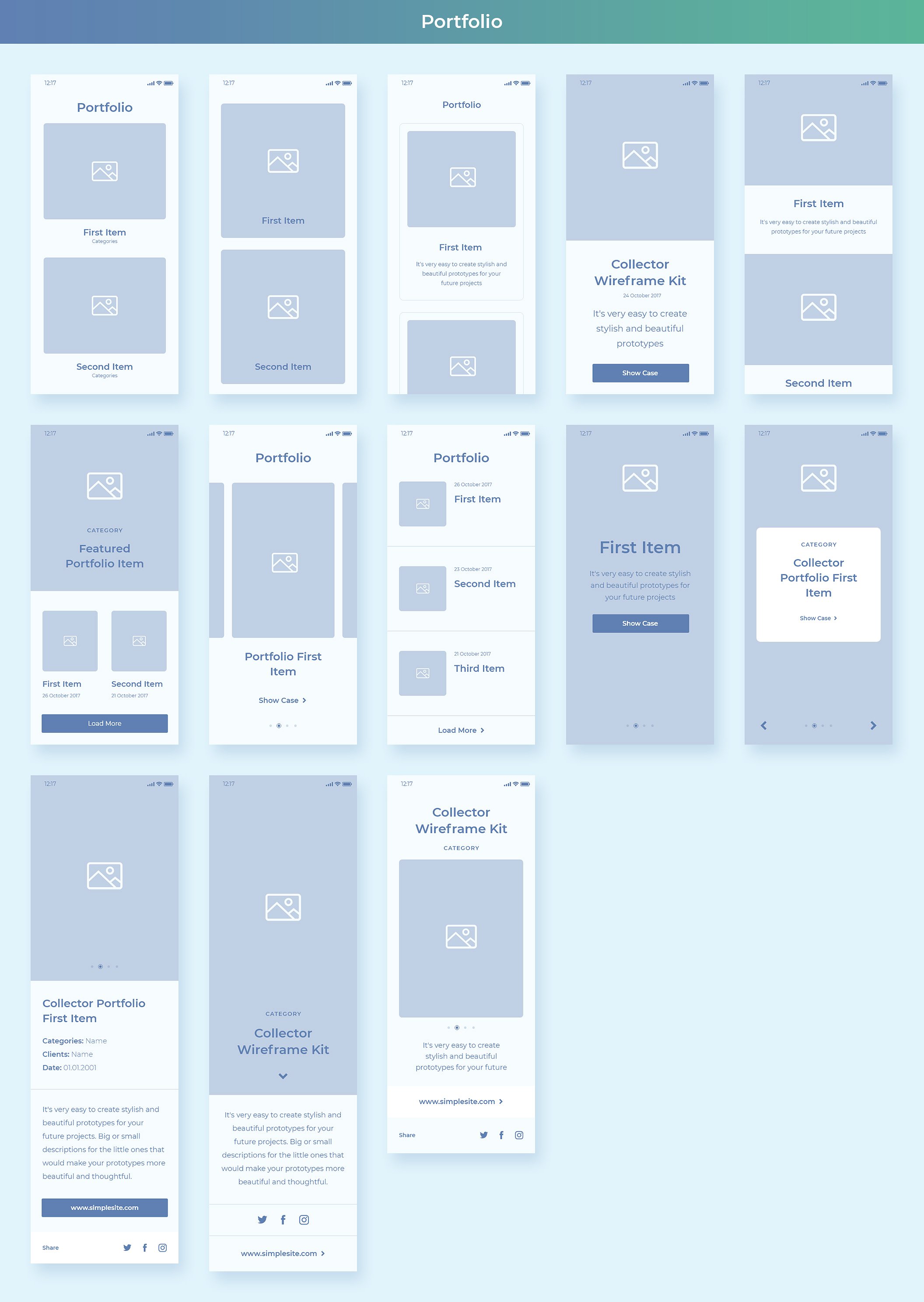 Collector iOS Wireframe UI Kit