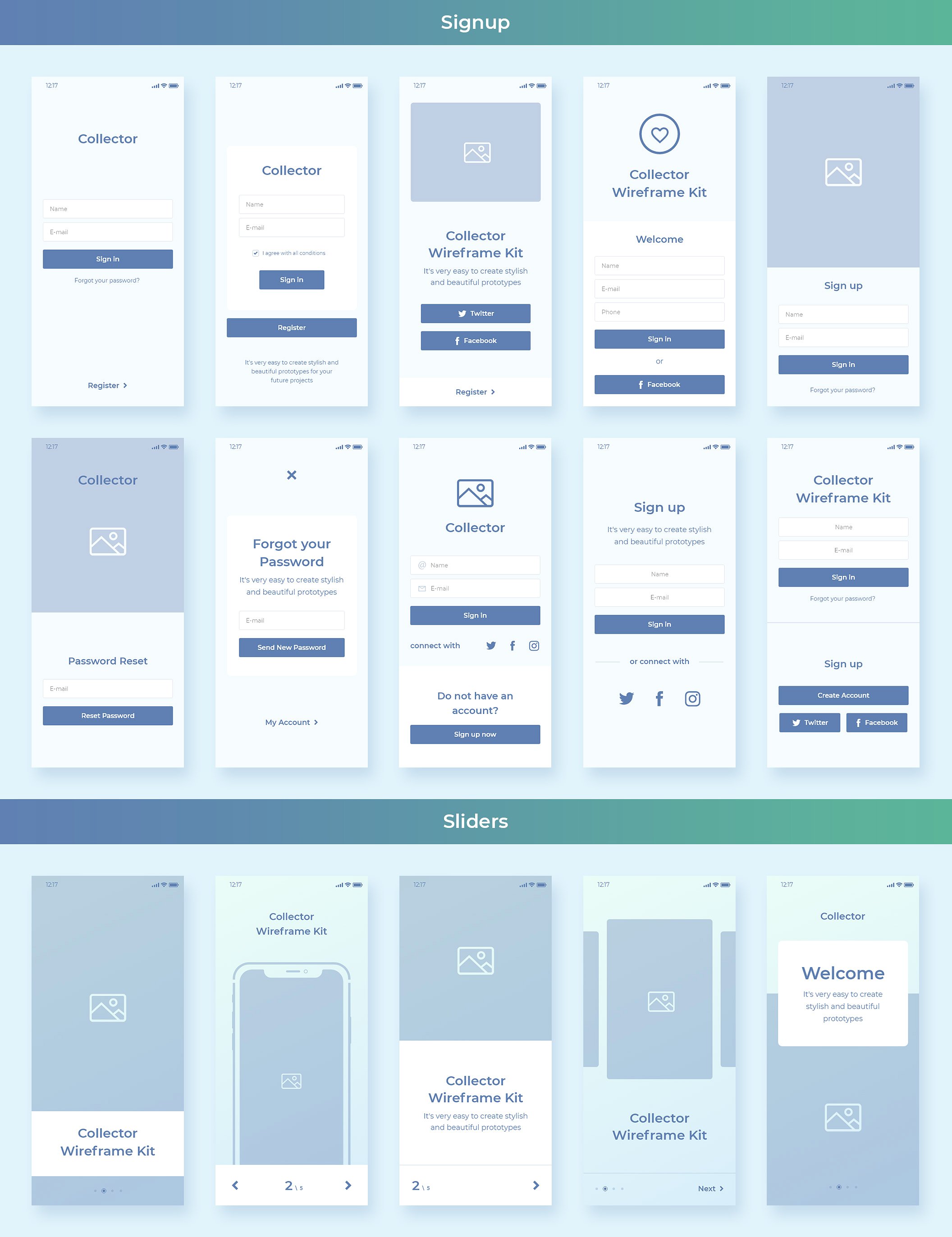 Collector iOS Wireframe UI Kit