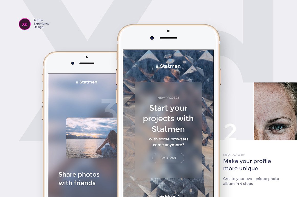 Statmen XD iOS Ui Kit - Walkth