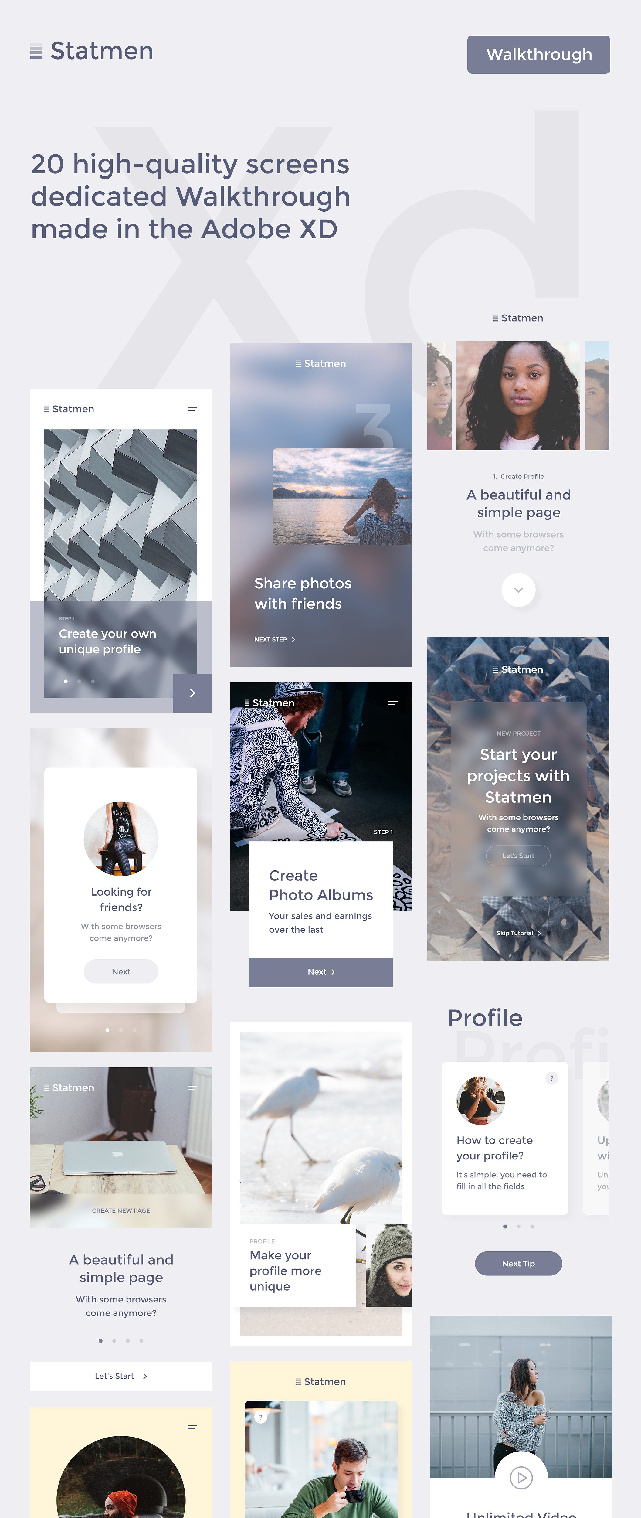 Statmen XD iOS Ui Kit - Walkth