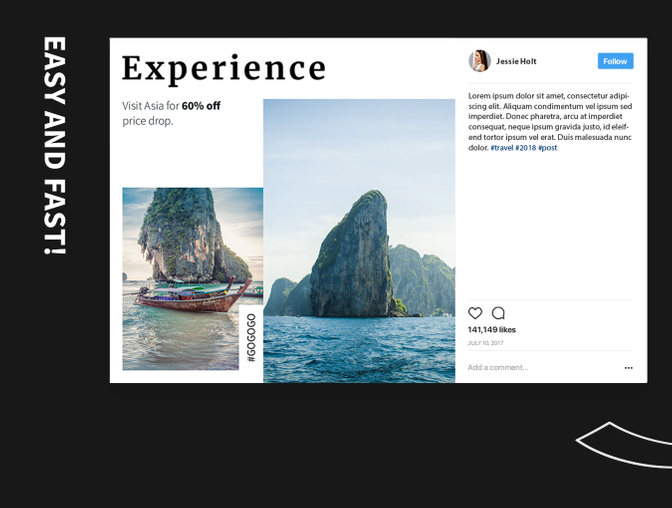 现代风格旅行度假社交媒体博客帖子故事分享广告图海报PSD模板