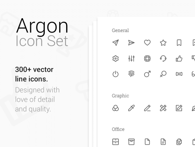 多类型完美实用的基础矢量线图标集Argon Icon Set