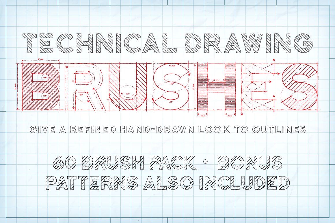 技术绘图感觉的笔刷 Technical Drawing Br