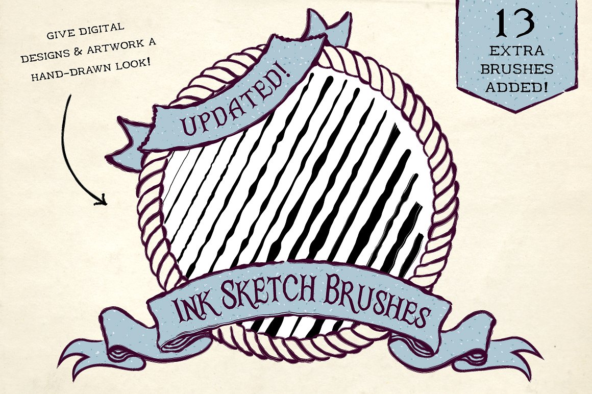 超写实绳子水墨素描画笔Ink Sketch Brushes