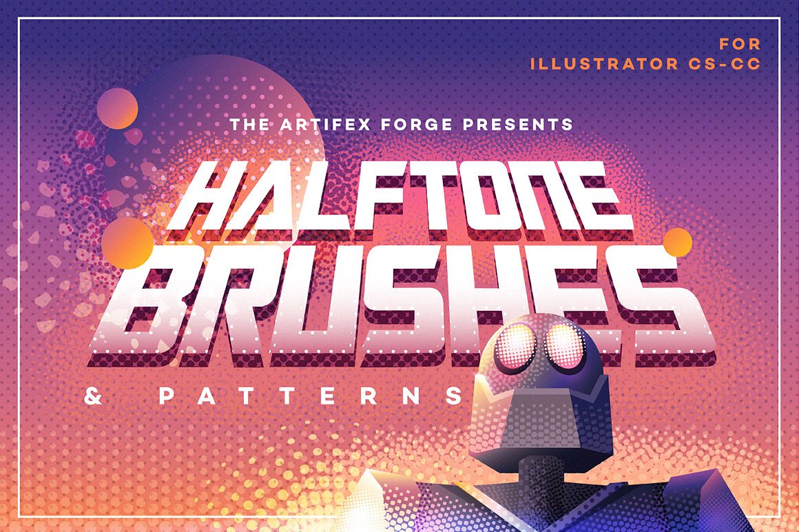 半调色的画笔图片素材包Halftone Brushes