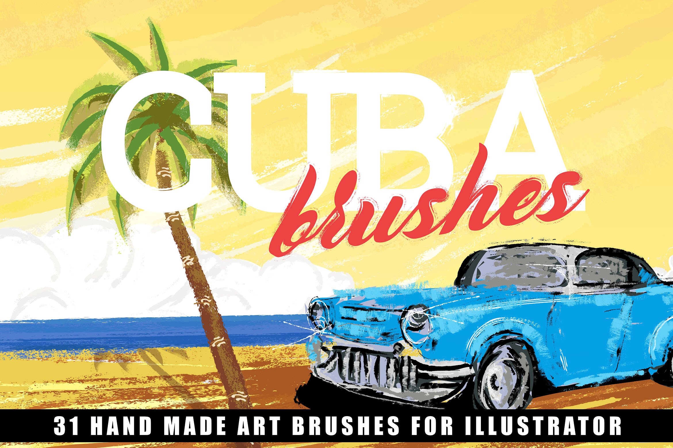 城市素描艺术Procreate古巴插画家笔刷套装Cuba I