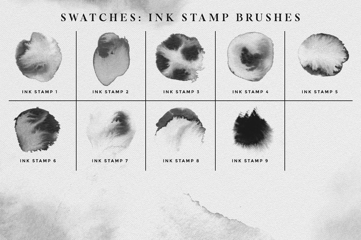 手工制作的水彩笔PS笔刷Ink Brushes - Phot