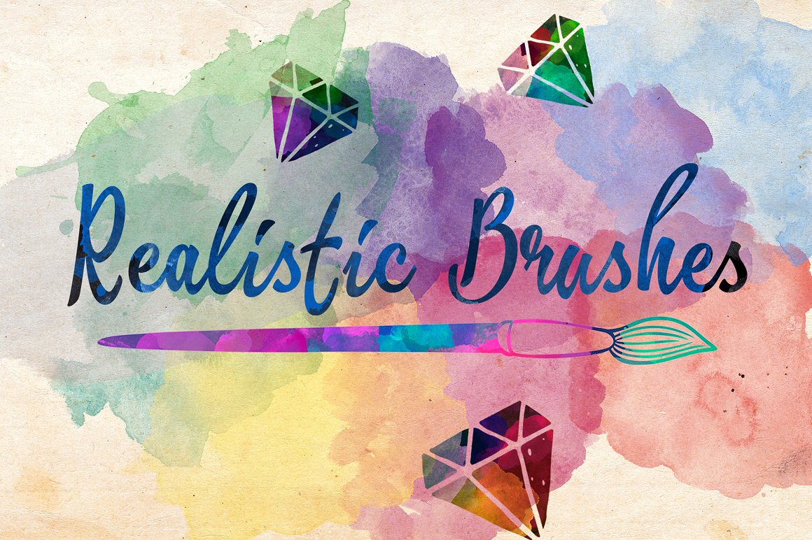 逼真的手工水彩画笔包Realistic Brushes