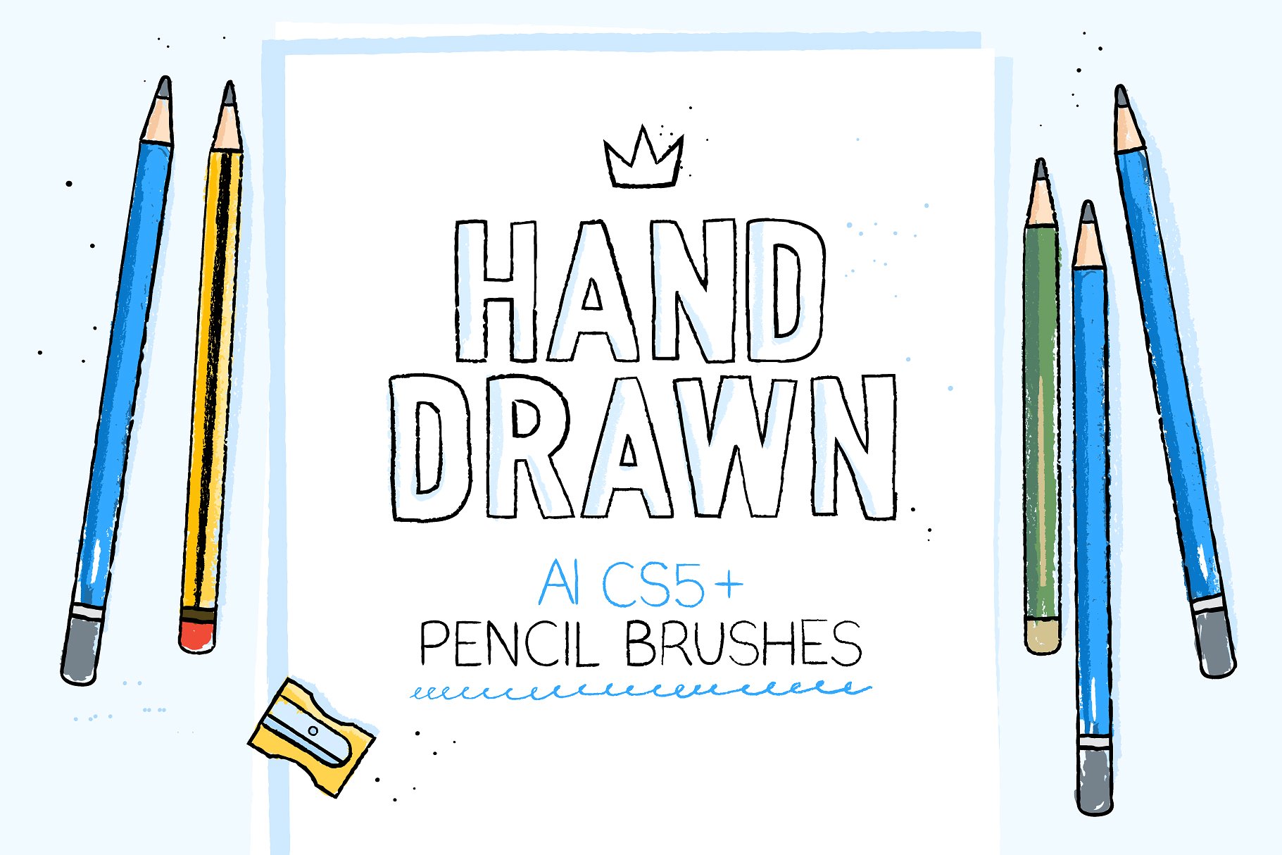 铅笔效果的笔刷素材Hand-drawn pencil AI