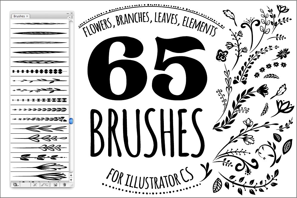 矢量花卉植物设计素材 65 DIY Floral brush