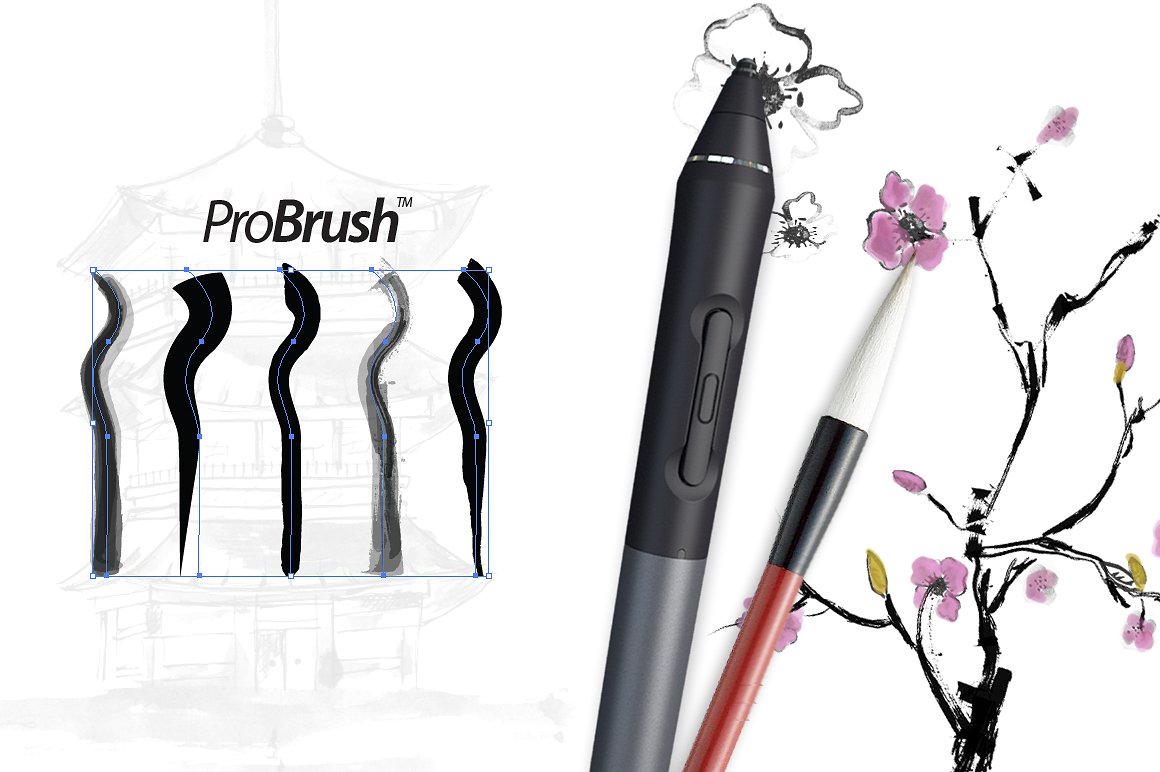 高品质优秀艺术家毛笔笔刷Japan ProBrush?