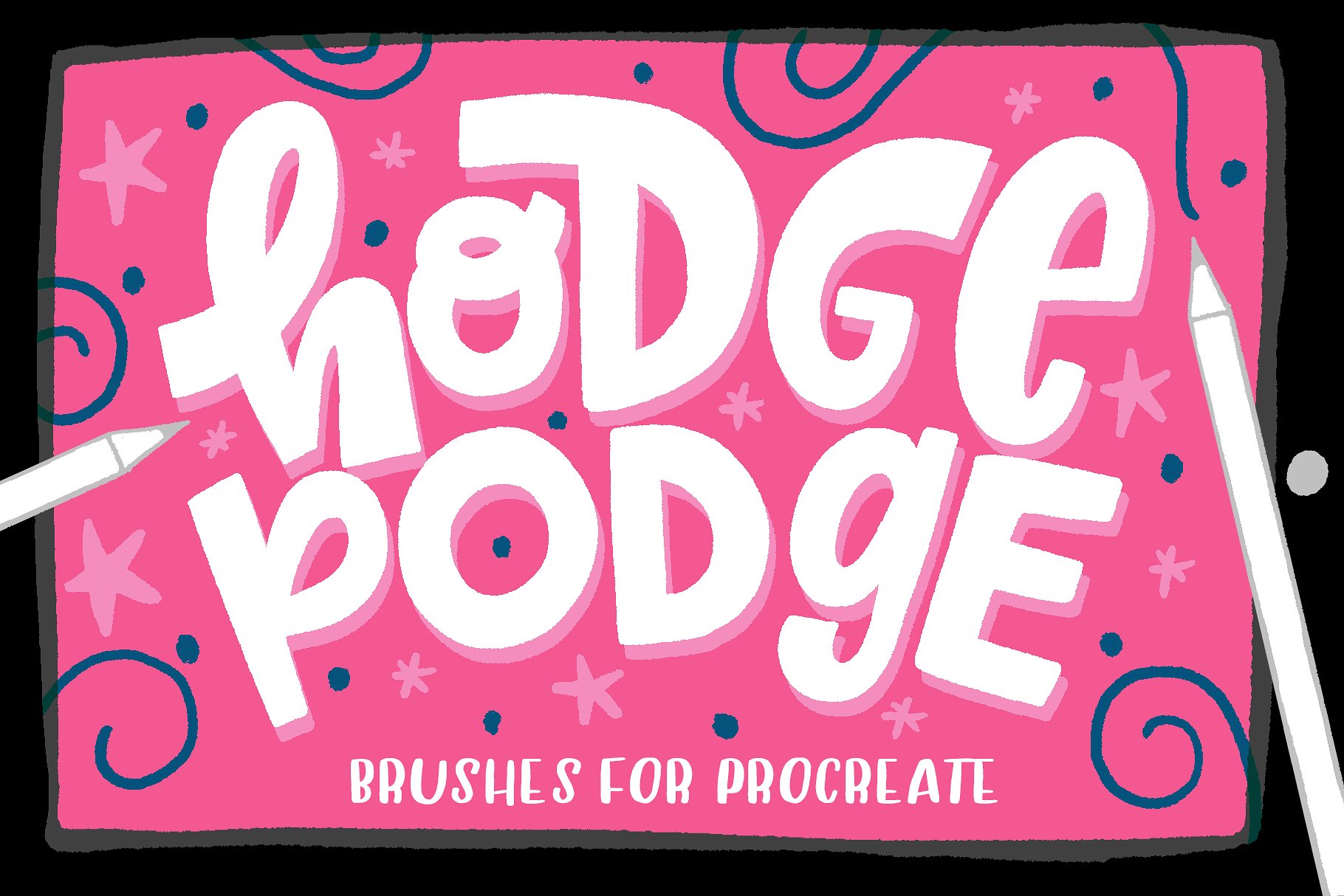 中国风墨水形状笔刷底纹纹理Hodge Podge Brush