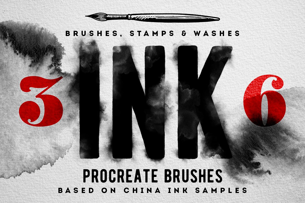 36种手工水墨画生墨刷Procreate Ink brush