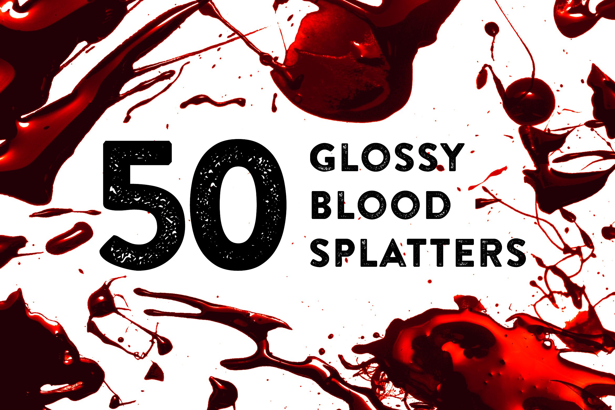 50光泽血液飞溅的笔刷50 Glossy Blood Spl