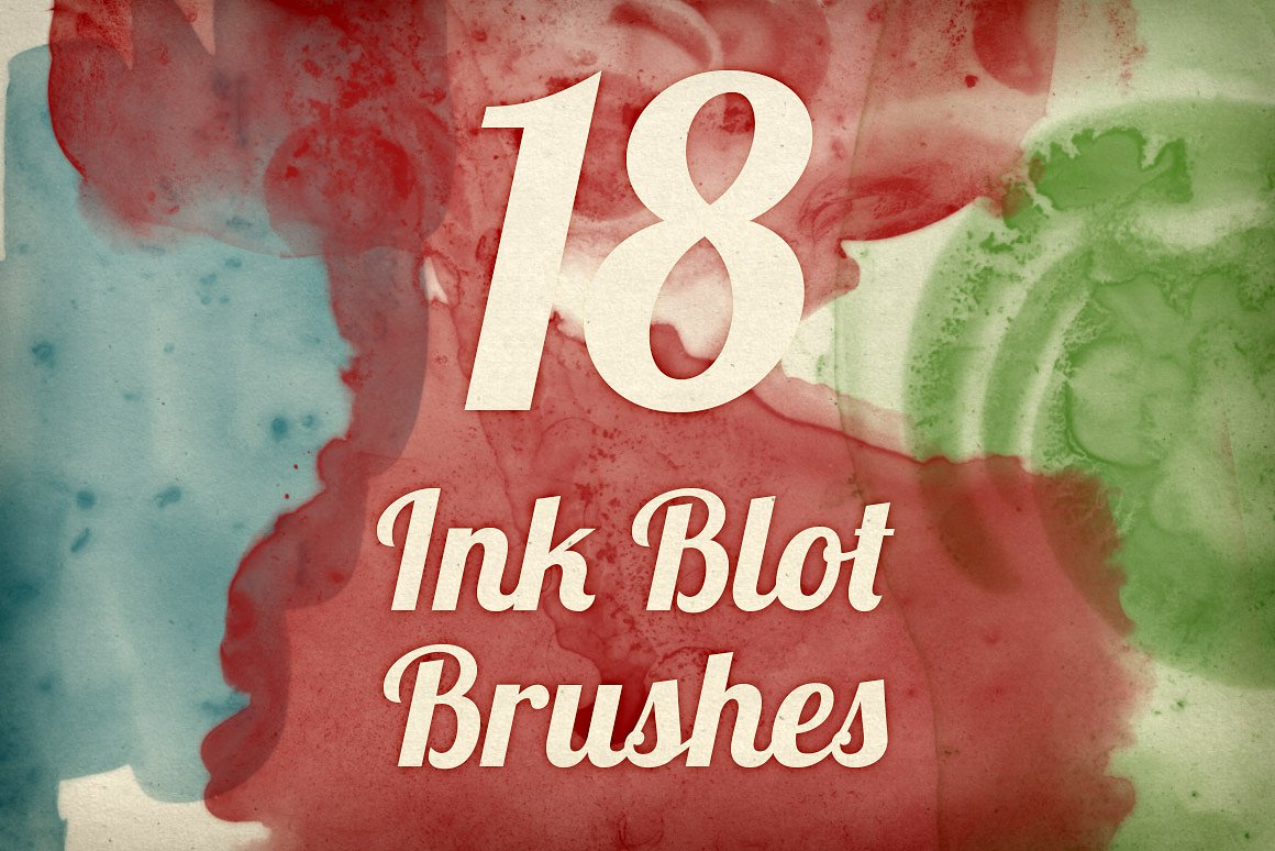 高分辨率墨水印迹刷效果Ink Blot Brush Pack