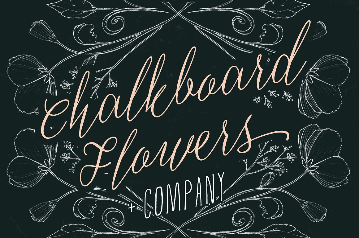 独特的黑板花卉笔刷Chalkboard Flowers -a