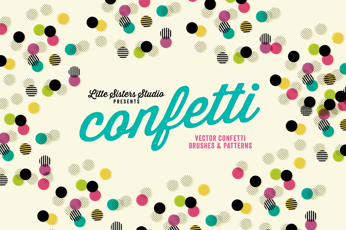 有趣时髦的五彩波点笔刷Confetti - Brushes