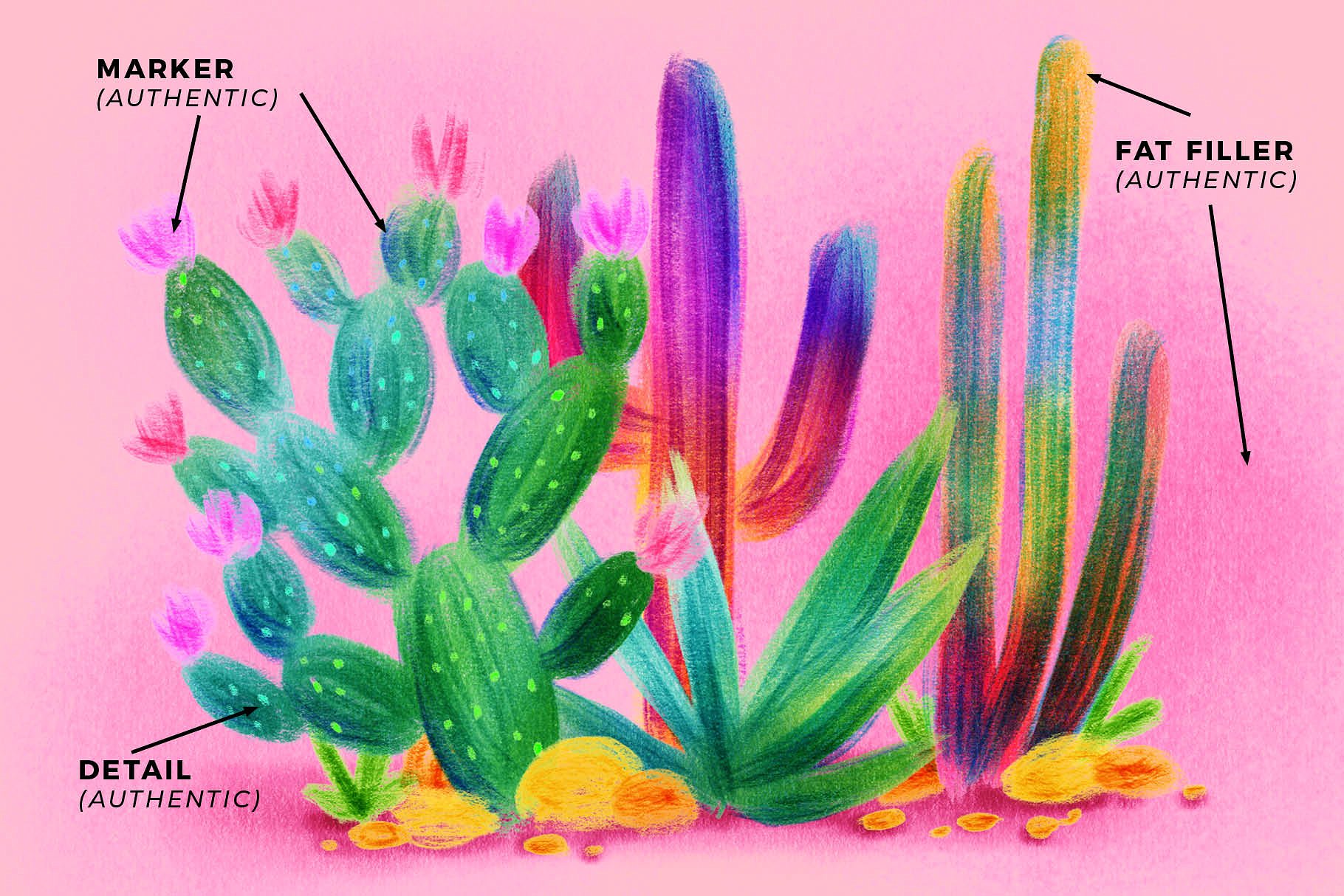 充满活力的多色植物标记笔刷Multi-tonal Marke