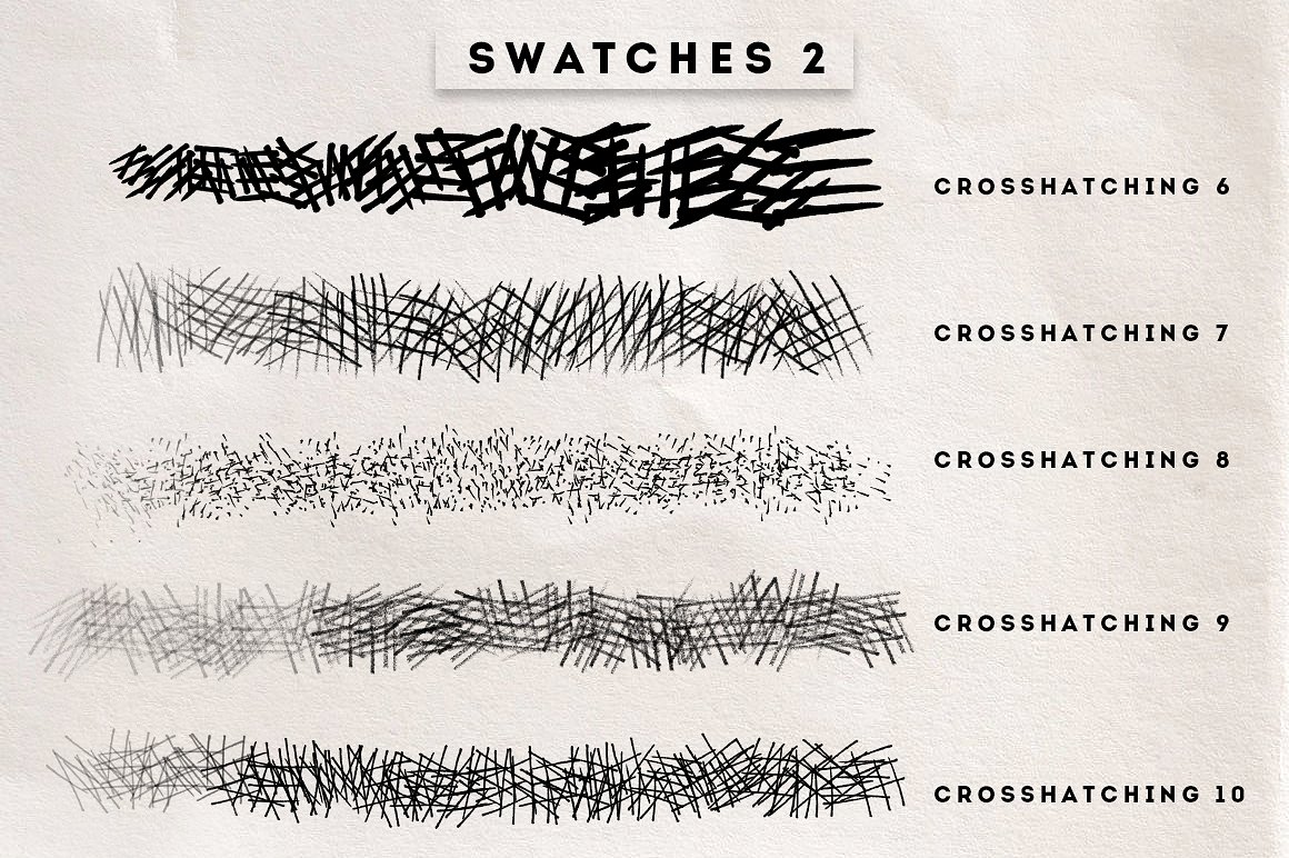 15个手工制造的交叉阴影刷Crosshatching Pro