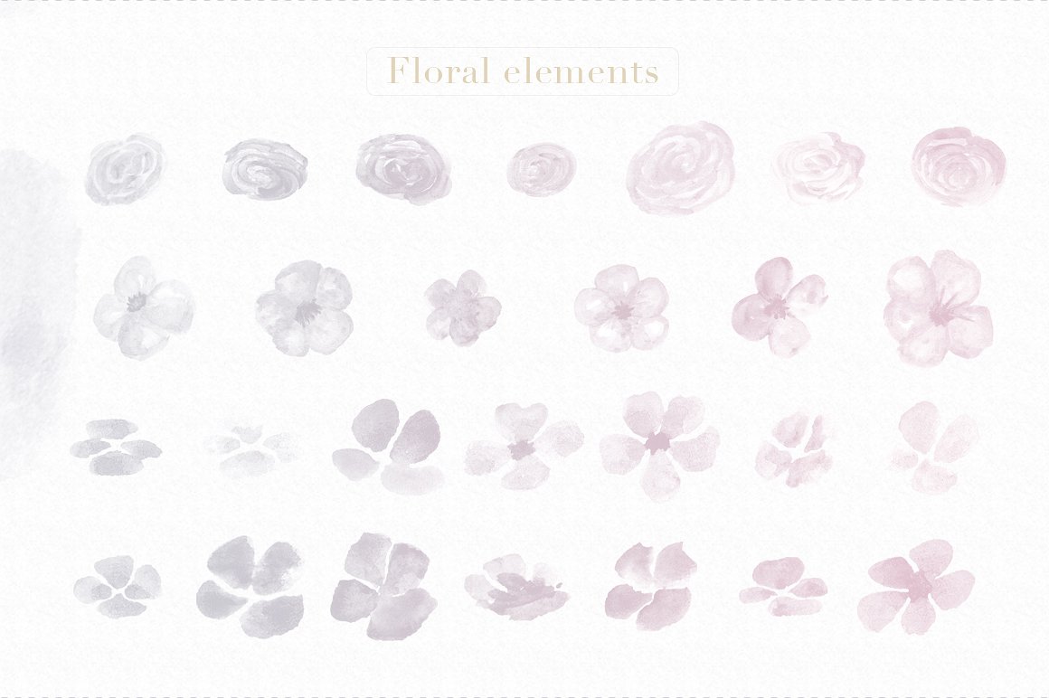 小清新淡雅风格花卉水彩photoshop画笔Floral W