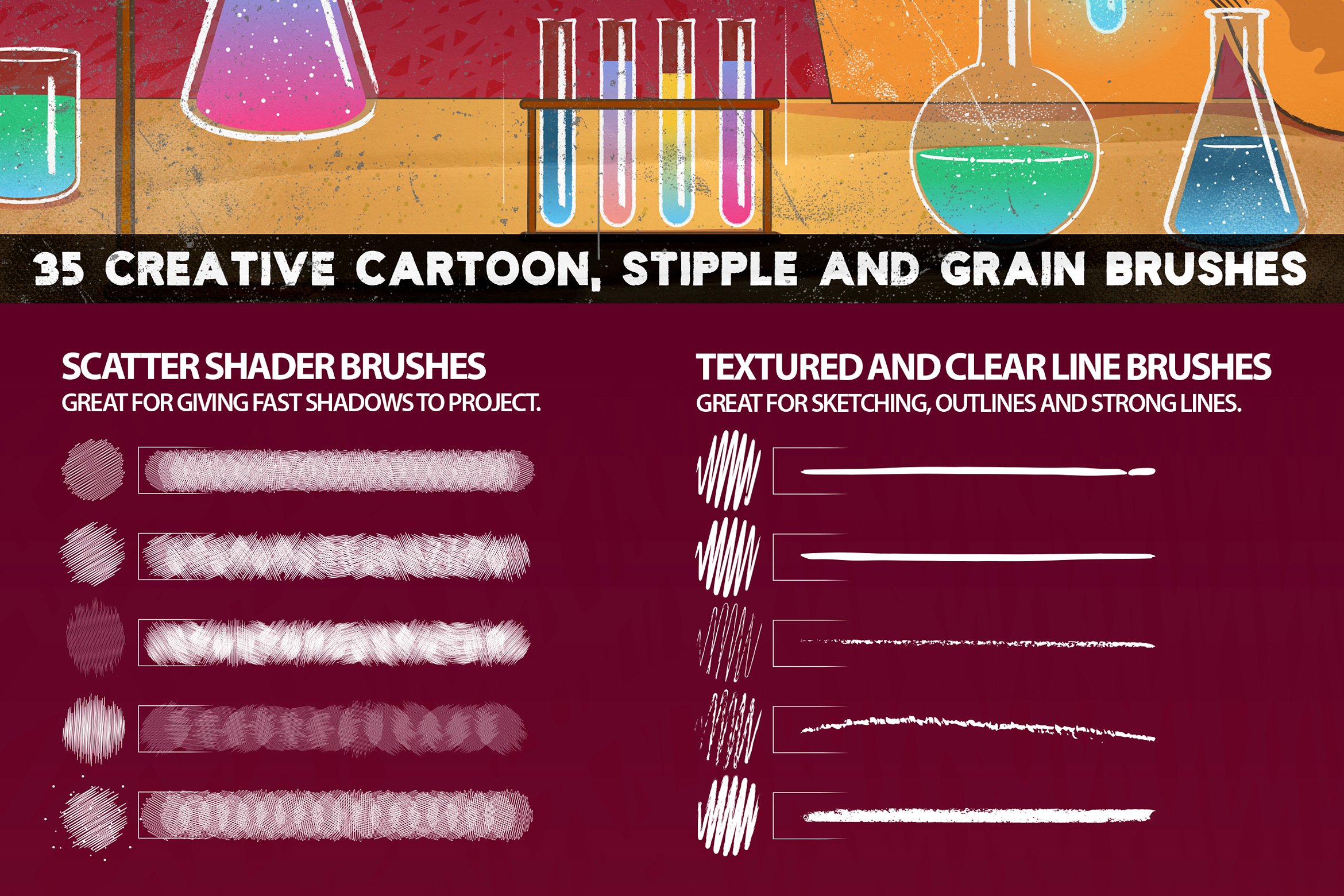 怀旧清晰的纹理线条的化学家插画画笔CHEMIST Illus