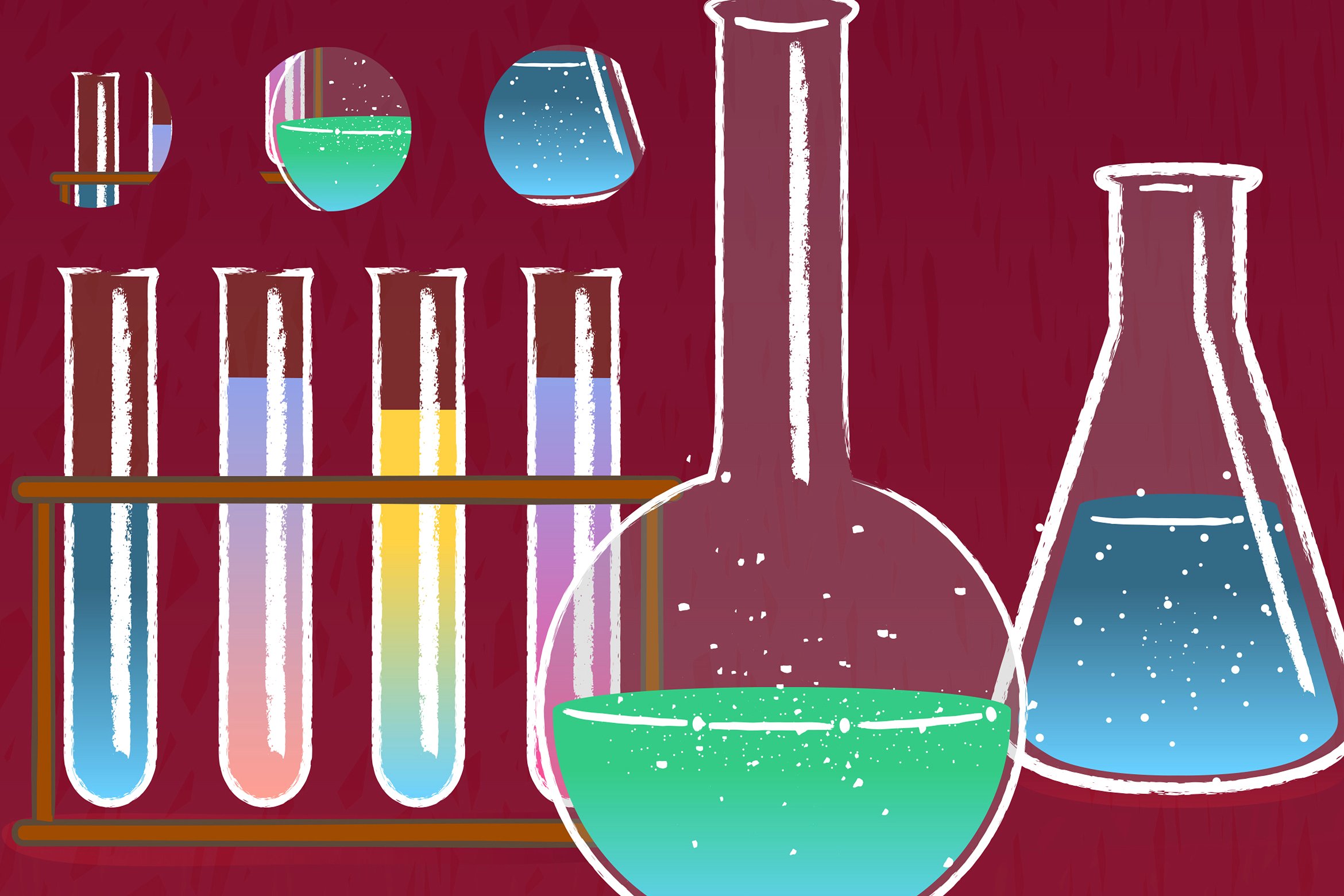 怀旧清晰的纹理线条的化学家插画画笔CHEMIST Illus